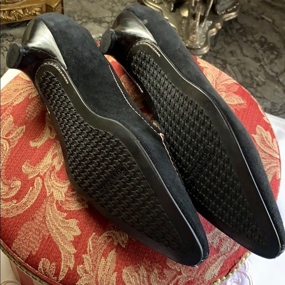 COLE HAAN KITTEN HEEL BLK SUEDE WITH PINK 7.5 B - Picture 6 of 6